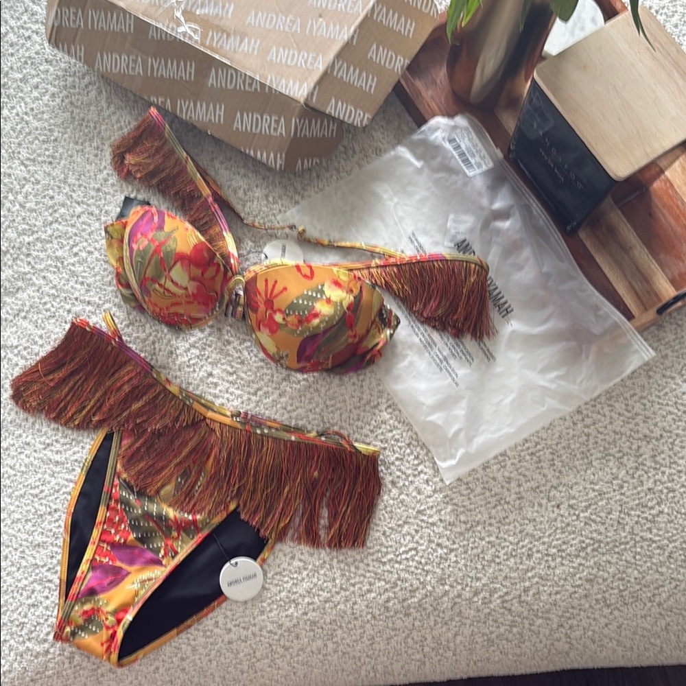 Andrea Iyamah Eyo Multicolor Fringe Bikini